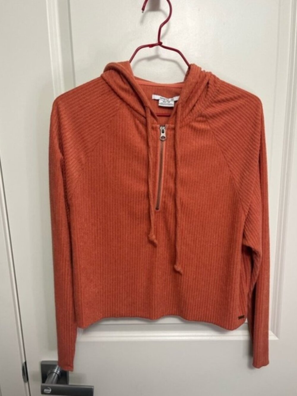 O'Neill Women's Ribbed Cropped Hoodie, size XS, Burnt Orange